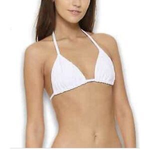 EBERJEY Womens White String Bikini Top NEW Crystal Vally Gisele REVOLVE Small S